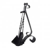 3 Pieces Black Hook Rustic Iron Fireplace Tools set