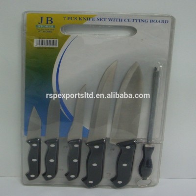 7 pieces Stainless Steel Knife Set With PP Cutting Board